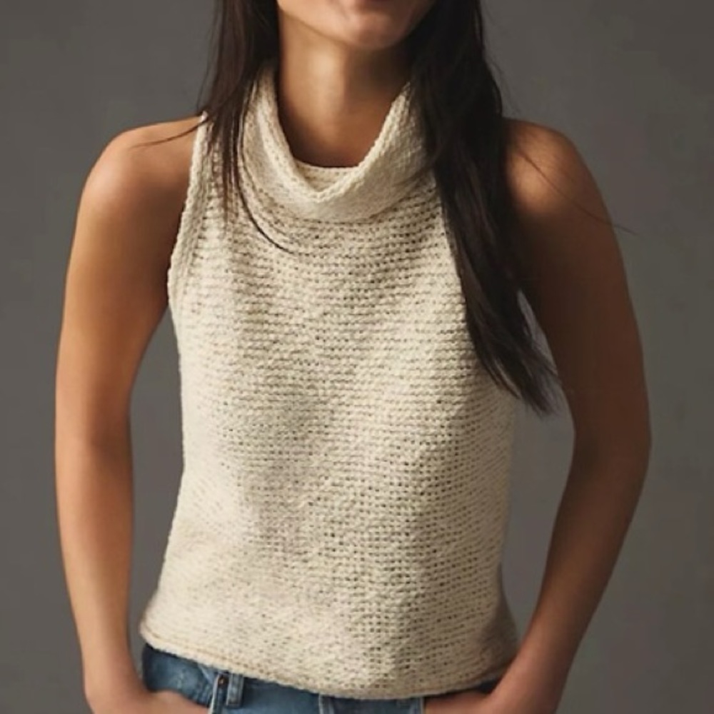 anthropologie pilcro ivory turtleneck sweater tank
